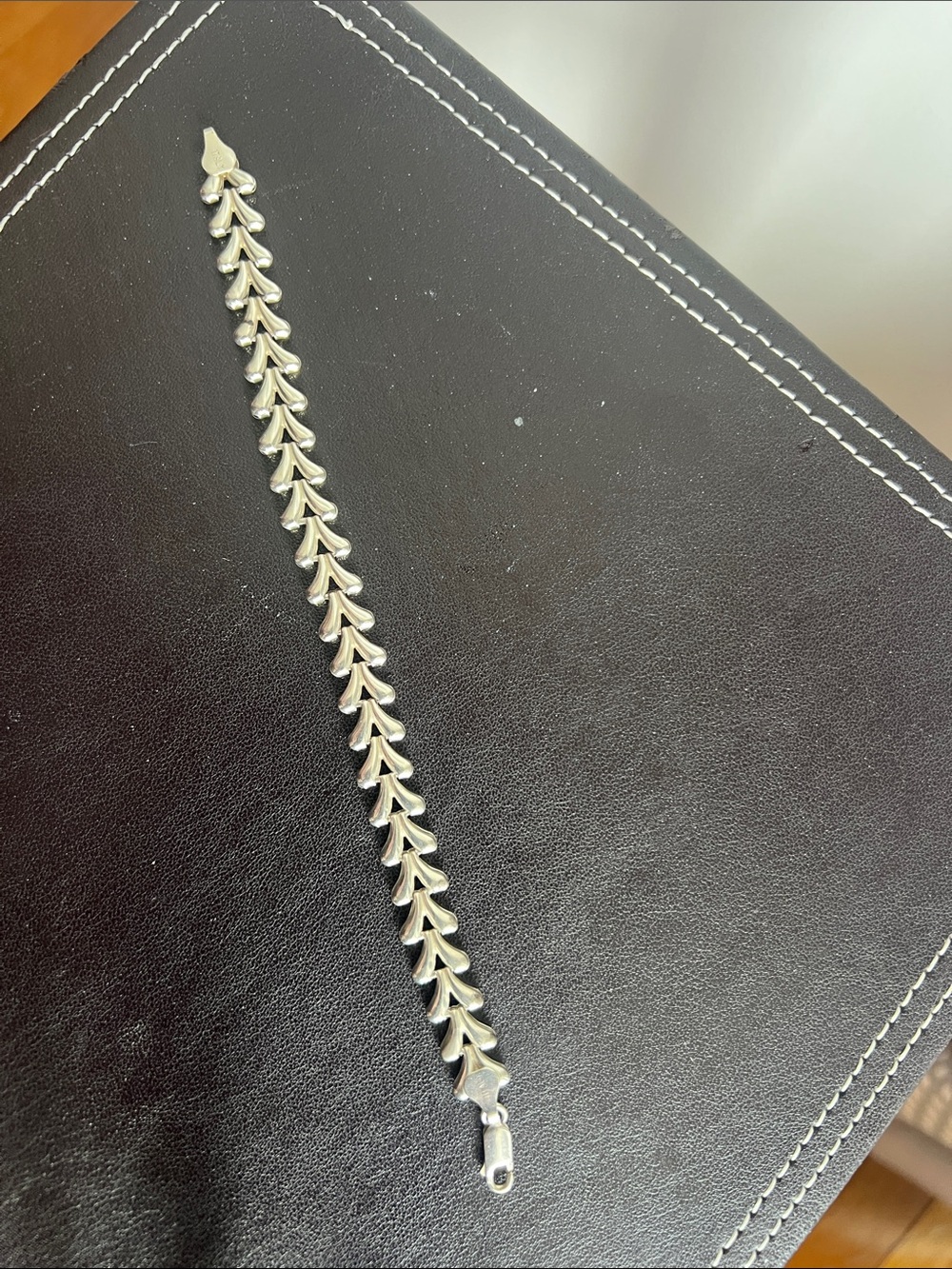 925 Sterling Silver Link Leaf Bracelet - Elegant Women's vintage minimalist